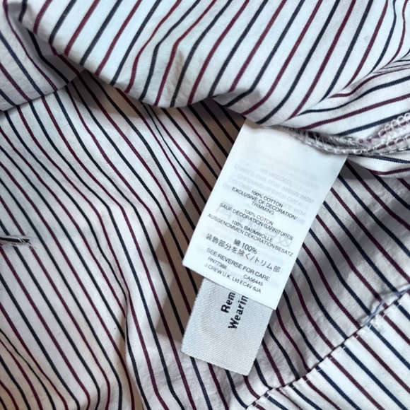 J. Crew Embroidered Navy/Red Pinstripes Tie Front Blouse (NWT) - Picture 4 of 7